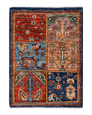 Traditional Serapi Blue Wool Area Rug 2' 1" x 2' 10" - Solo Rugs