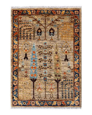 Traditional Serapi Ivory Wool Area Rug 2' 0" x 2' 10" - Solo Rugs