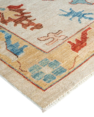Traditional Oushak Ivory Wool Area Rug 9' 7" x 13' 10" - Solo Rugs