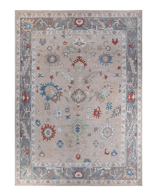 Traditional Oushak Ivory Wool Area Rug 9' 8" x 13' 9" - Solo Rugs
