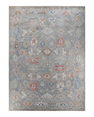 Traditional Oushak Gray Wool Area Rug 9' 10" x 13' 9" - Solo Rugs