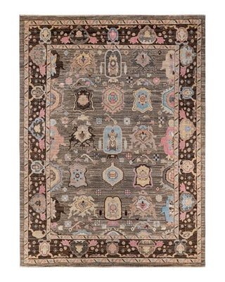 Traditional Oushak Brown Wool Area Rug 9' 0" x 12' 1" - Solo Rugs