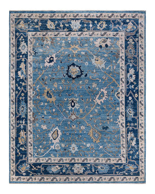 Traditional Oushak Light Blue Wool Area Rug 8' 3" x 10' 5" - Solo Rugs