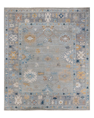 Traditional Oushak Light Gray Wool Area Rug 8' 1" x 9' 8" - Solo Rugs