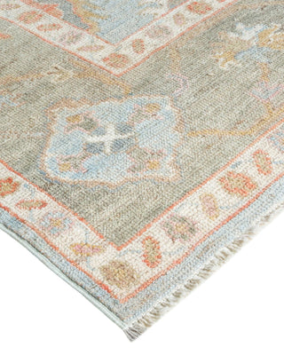 Traditional Oushak Light Blue Wool Area Rug 5' 9" x 8' 10" - Solo Rugs