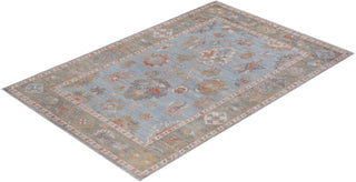 Traditional Oushak Light Blue Wool Area Rug 5' 9" x 8' 10" - Solo Rugs