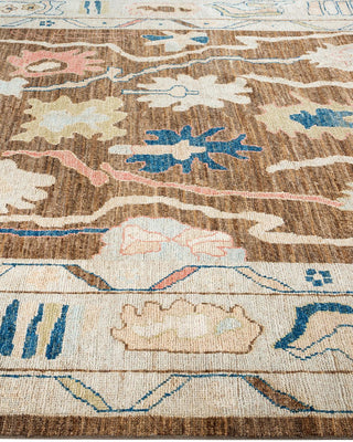 Traditional Oushak Brown Wool Area Rug 6' 2" x 8' 9" - Solo Rugs