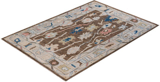 Traditional Oushak Brown Wool Area Rug 6' 2" x 8' 9" - Solo Rugs