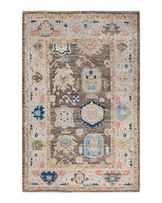 Traditional Oushak Brown Wool Area Rug 5' 10" x 9' 0" - Solo Rugs