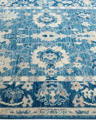 Traditional Oushak Light Blue Wool Area Rug 5' 2" x 6' 11" - Solo Rugs