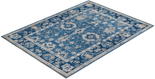 Traditional Oushak Light Blue Wool Area Rug 5' 2" x 6' 11" - Solo Rugs