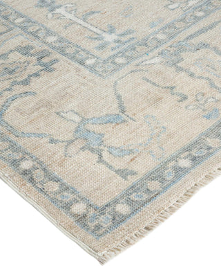 Traditional Oushak Ivory Wool Area Rug 5' 0" x 6' 7" - Solo Rugs