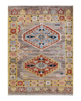 Traditional Oushak Beige Wool Area Rug 3' 6" x 4' 10" - Solo Rugs