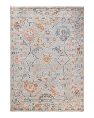 Traditional Oushak Ivory Wool Area Rug 4' 2" x 5' 10" - Solo Rugs