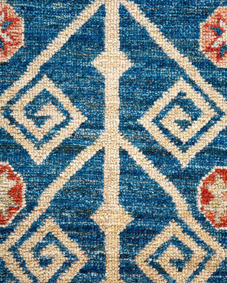 Traditional Oushak Blue Wool Area Rug 4' 0" x 5' 11" - Solo Rugs