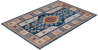 Traditional Oushak Blue Wool Area Rug 4' 0" x 5' 11" - Solo Rugs