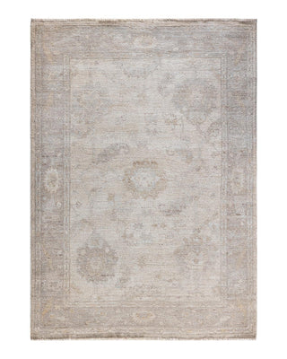 Traditional Oushak Ivory Wool Area Rug 4' 0" x 5' 6" - Solo Rugs