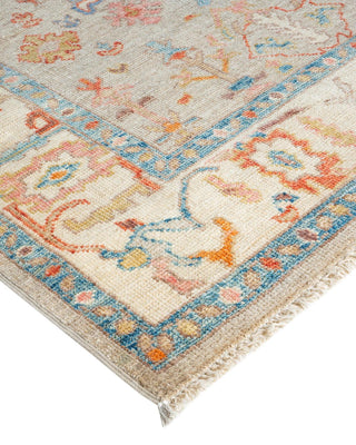 Traditional Oushak Ivory Wool Area Rug 4' 0" x 5' 10" - Solo Rugs