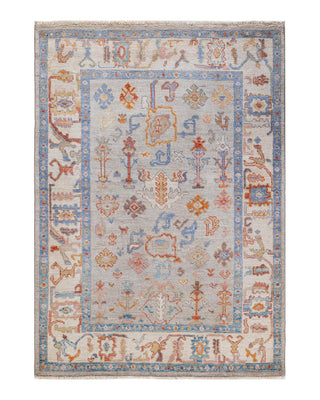 Traditional Oushak Ivory Wool Area Rug 4' 0" x 5' 10" - Solo Rugs