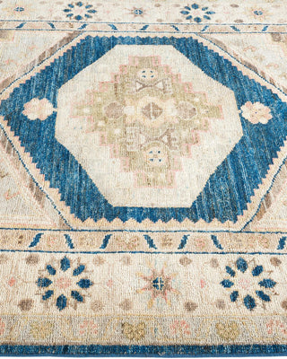 Traditional Oushak Blue Wool Area Rug 4' 0" x 6' 0" - Solo Rugs