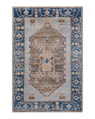 Traditional Oushak Beige Wool Area Rug 3' 3" x 4' 10" - Solo Rugs