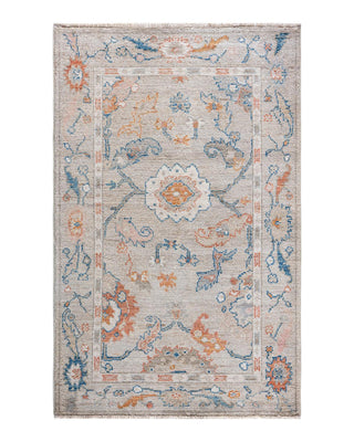 Traditional Oushak Ivory Wool Area Rug 3' 1" x 4' 10" - Solo Rugs