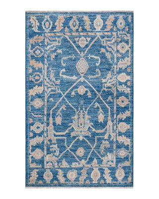 Traditional Oushak Blue Wool Area Rug 3' 0" x 5' 0" - Solo Rugs
