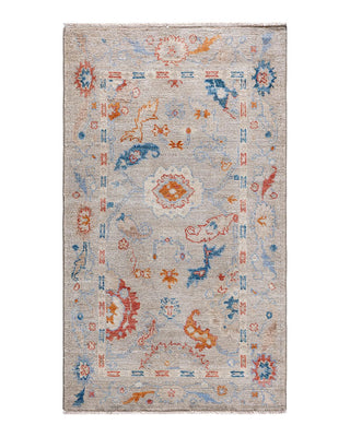 Traditional Oushak Ivory Wool Area Rug 2' 8" x 4' 9" - Solo Rugs