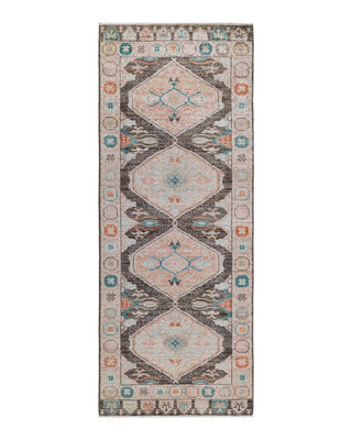 Traditional Oushak Brown Wool Area Rug 3' 1" x 8' 1" - Solo Rugs