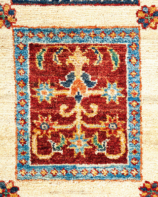 Bohemian Tribal Ivory Wool Area Rug 7' 0" x 9' 8" - Solo Rugs