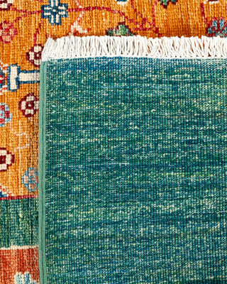 Bohemian Tribal Green Wool Area Rug 6' 10" x 10' 0" - Solo Rugs