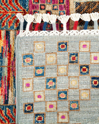 Bohemian Tribal Gray Wool Area Rug 5' 8" x 7' 9" - Solo Rugs