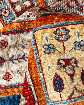 Bohemian Tribal Blue Wool Area Rug 5' 8" x 7' 11" - Solo Rugs