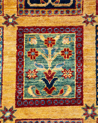 Bohemian Tribal Yellow Wool Area Rug 4' 11" x 6' 9" - Solo Rugs