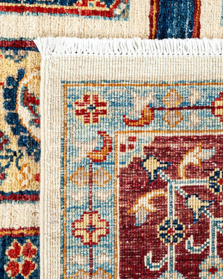 Bohemian Tribal Ivory Wool Area Rug 4' 11" x 6' 6" - Solo Rugs