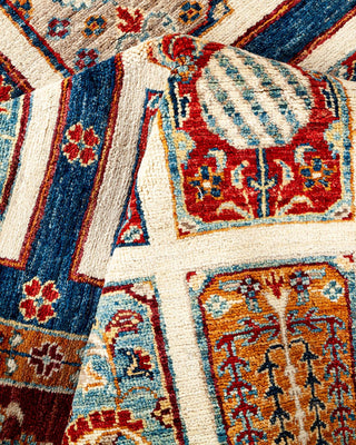 Bohemian Tribal Ivory Wool Area Rug 4' 11" x 6' 6" - Solo Rugs