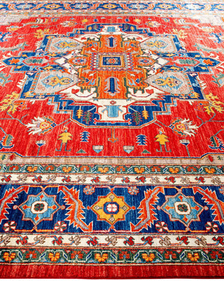Traditional Serapi Orange Wool Area Rug 9' 10" x 13' 8" - Solo Rugs