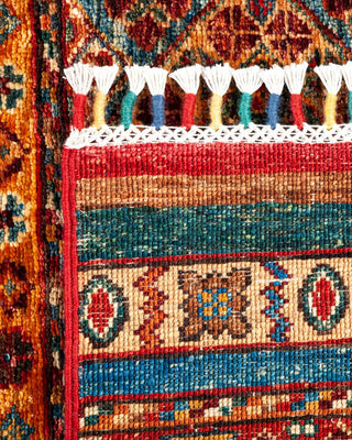 Bohemian Tribal Red Wool Runner 2' 9" x 9' 9" - Solo Rugs