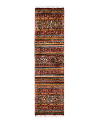 Bohemian Tribal Red Wool Runner 2' 8" x 9' 9" - Solo Rugs