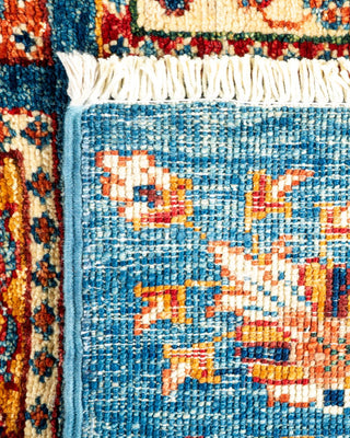 Bohemian Tribal Light Blue Wool Area Rug 2' 8" x 3' 10" - Solo Rugs