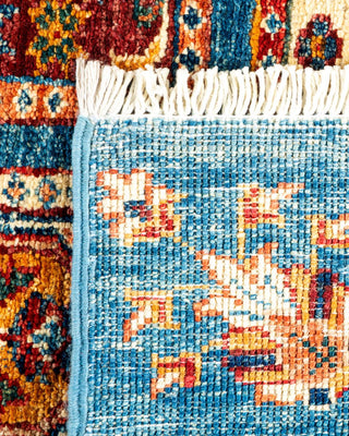 Bohemian Tribal Light Blue Wool Area Rug 2' 9" x 3' 10" - Solo Rugs