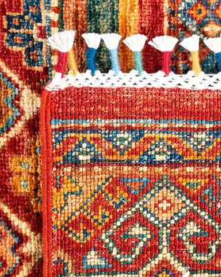 Bohemian Tribal Red Wool Area Rug 2' 7" x 3' 11" - Solo Rugs