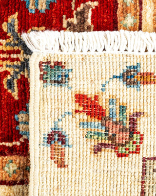 Bohemian Tribal Ivory Wool Area Rug 1' 10" x 2' 10" - Solo Rugs