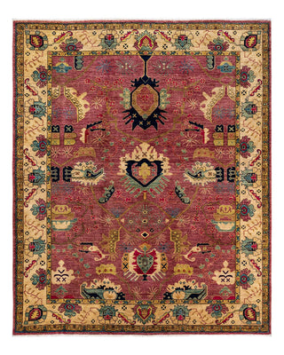 Traditional Serapi Pink Wool Area Rug 8' 2" x 9' 11" - Solo Rugs