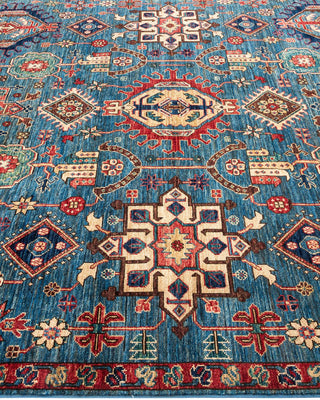 Traditional Serapi Light Blue Wool Area Rug 6' 9" x 9' 11" - Solo Rugs