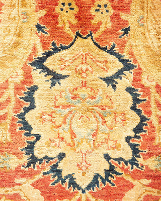 Traditional Mogul Orange Wool Area Rug 6' 0" x 8' 7" - Solo Rugs