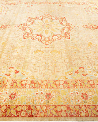 Traditional Mogul Yellow Wool Area Rug 9' 4" x 11' 8" - Solo Rugs