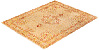 Traditional Mogul Yellow Wool Area Rug 9' 4" x 11' 8" - Solo Rugs