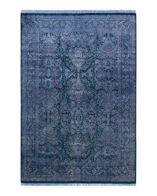 Contemporary Transitional Green Wool Area Rug 6' 2" x 9' 0" - Solo Rugs