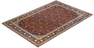 Traditional Mogul Brown Wool Area Rug 6' 0" x 9' 0" - Solo Rugs
